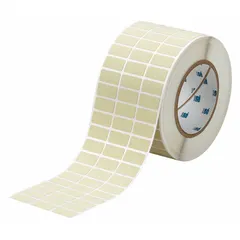 Precut label roll for use with BBP81 printers. Each label measures 1/2 in x 1 in and is made of polyimide with a permanent adhesive. Yellow matte finish provides clear contrast for industrial identification. Suitable for labeling electrical panels, machinery, and components in demanding environments.