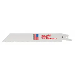This 5-pack of reciprocating saw blades is designed for cutting drywall and plaster. Each blade is 6 inches long and 0.05 inches thick, with 6 teeth per inch for straight cuts and a flexible body for curved cuts. Suitable for demolition, renovation, and repair work.