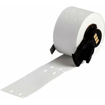 BRADY Tag Label: 3 in x 3/4 in, 3/4 in, Polyethylene, White - Brady Precut Rectangular Tag Rolls with Corner Holes