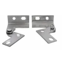 Full surface-mount pivot hinge for wardrobe or cabinet doors. Steel construction. Each hinge has a leaf height of 1 in and leaf width of 1 1/16 in. Suitable for light-duty commercial or residential cabinetry applications where a compact hinge is needed