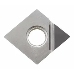 Diamond indexable turning insert for precision machining of non-ferrous materials. Used in CNC lathe turning operations on aluminum, copper, and plastics. Part number CNMM433MKPD001.