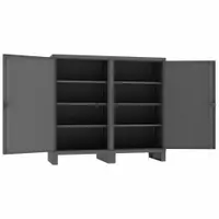 DURHAM MFG Storage Cabinet: 72 in x 24 in x 66 in, 6 Adj Shelves, 2 Doors, Legs, Gray, Assembled (MPN HDDS247266-6S95)