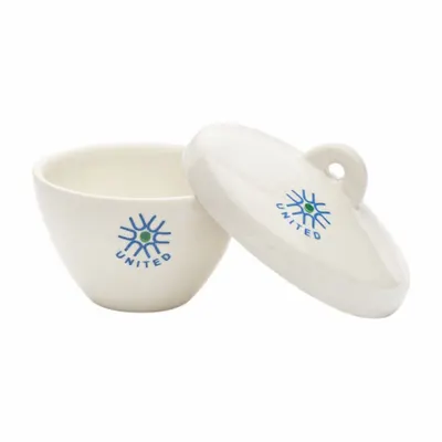 UNITED Crucible: 20 mL Capacity - mL, 41 mm Dia, 26 mm Overall Ht, Glazed, Porcelain - Crucibles