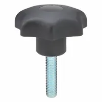KIPP Hand Knob: 7 Point, Plastic w/ Steel Thread, M10 Thread, 40 mm Thread Lg, 63 mm Dia (MPN K0155.4102X40)