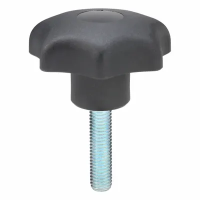 KIPP Hand Knob: 7 Point, Plastic w/ Steel Thread, M10 Thread, 40 mm Thread Lg - 7-Arm Knobs with Threaded Stud