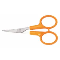 FISKARS Curved Scissors: Ambidextrous, 4 in Overall Lg, Straight, Stainless Steel, Pointed, Orange (MPN 1069751)