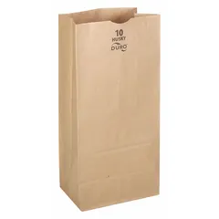 Kraft paper bag suitable for carrying groceries, hardware, or lightweight industrial parts. Measures 6 5/12 in wide by 4 1/4 in deep by 13 5/12 in high. Supplied in a 400-pack for retail packaging or shop-floor organization.