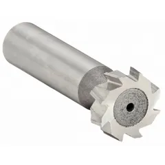 High-speed steel keyseat milling cutter with staggered tooth design for efficient chip clearance. 1/2" diameter, 1/16" thickness, conforms to ANSI #204. Used for milling keyways and slots in shafts and hubs for power transmission assemblies.
