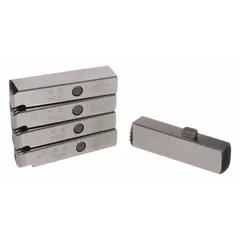 Set of five NPT right-hand pipe dies for threading galvanized steel pipe from 2-1/2 in to 4 in. Designed for use with Ridgid 141 Geared Heads. Suitable for industrial maintenance and fabrication applications requiring tapered pipe threads.