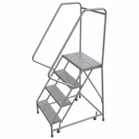 BALLYMORE Rolling Ladder: 3.3 ft Platform Ht, Assembled, Aluminum, Wt-Actuated, Perforated (MPN WLAR104246)