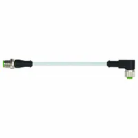 Cordset: M12 Male Straight X M12 Female Right Angle, 4 Pins, Gray, PUR, 1 m Cable Lg (MPN 7000-40121-2340100)