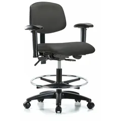 Vinyl Lab Chair with Arms, 22-29 in Height, Nylon Base
