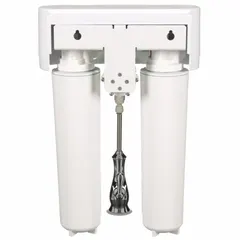 This plumbing fixture water filter system uses activated carbon media to reduce Methyl Tertiary Butyl Ether (MTBE) from water. With a 625-gallon service life, it is suitable for point-of-use filtration in residential or commercial plumbing applications.