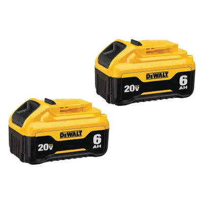DEWALT Battery Pack: 20V MAX*, 6 Ah, 2 Batteries Included, 20V DC - DEWALT Cordless Tool Batteries