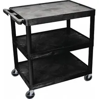 APPROVED VENDOR Utility Cart: 300 lb, 3 Shelves, 32 in L x 24 in W Self, Black, Flat (MPN HE33-B)