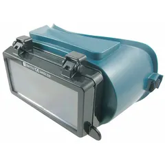 These WESTWARD welding goggles feature a lift-front design with a green frame and a viewing area of 2 inches by 4-1/4 inches. The W5 shade designation provides eye protection for welding tasks such as MIG, TIG, and stick welding. The lift-front allows the welder to inspect work without removing the goggles.
