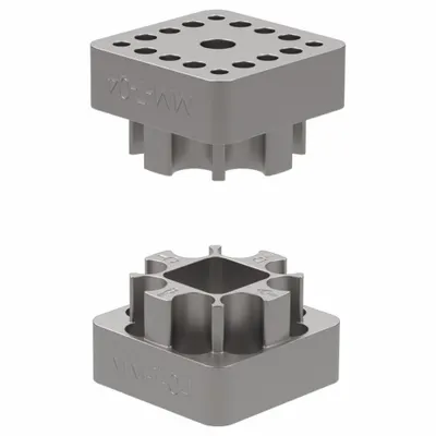 DE-STA-CO Array Tool Plate: MM-T-04, 27 mm L x 27 mm Wd. x 16 mm Ht. - Cobotic End-of-Arm Tool Plate Kits
