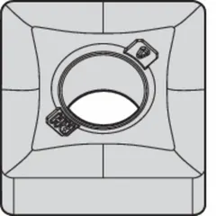 Square (S) indexable turning insert with negative rake geometry, designed for general-purpose turning, facing, and profiling on lathes and CNC machines. Suitable for machining steel and cast iron.