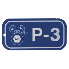 Polystyrene lockout tag for industrial lockout/tagout procedures. Type P-3 with English text and pre-punched holes for attachment. Used to indicate equipment under maintenance and prevent accidental operation.