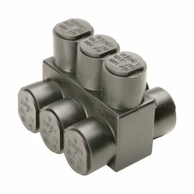 BURNDY Multitap Connector: 3 Port, Double-Sided Entry, 4 AWG – 600 kcmil Wire Size - Dry-Location Double-Sided Entry Multitap Connectors