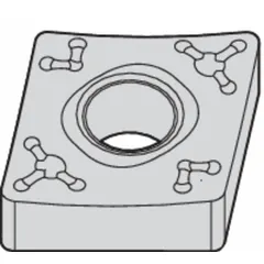 Diamond indexable turning insert with CNMM geometry, available in size designations CNMM43365 and CNMM12041265. Used for precision turning of non-ferrous materials, composites, and abrasive workpieces, providing wear resistance and surface finish.