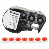 Combined Label and Ribbon Cartridge: Circle, 1/2 in, Cryogenic Autoclavable Nylon, Black on Red (MPN M4-83-499-RD-BK)