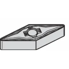 This diamond indexable turning insert is designed for precision machining of non-ferrous materials, composites, and abrasive alloys. It is suitable for turning, facing, and profiling operations requiring fine surface finishes. The insert is available in two size designations: VNMG332FF and VNMG160408FF.