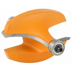 Carbide-tipped roundover profile router bit with a 1 1/8 in cutter diameter. Designed for fractional inch systems, it creates decorative rounded edges on wood, plastic, or composite materials. Commonly used in cabinetmaking, furniture building, and trim work to soften sharp edges and add a professional finish.