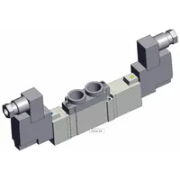 Solenoid Valve: SY7000 Series, Double Solenoid, Five-Way / Three-Position, 5 Ports, 24V DC, Exhaust (MPN SY7420-5DZ-02T)