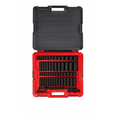PROTO Socket Set: 3/8 in Drive, 58 Piece, Metric/SAE, 1/4 in to 1 in - Metric Socket Sets with Drive Tools