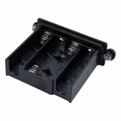 This battery pack case/holder measures 2 1/2 inches in overall width and length, with an overall height of 1 inch. It is designed to house and protect batteries in material handling equipment such as scales and weigh modules. Compatible with manufacturer part number 108157.