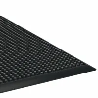 Entrance Mat: Finger, Outdoor, Medium, 3 ft x 6 ft, 3/8 in Thick, Rubber, Beveled Edge, Black