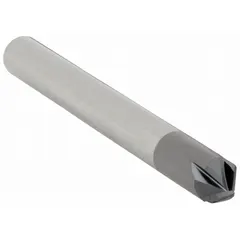 This carbide chamfer mill features an AlTiN coating for heat and wear resistance, with an 82° included angle and 4 flutes. It is used for creating beveled edges and deburring holes in metal parts during machining, tool and die, and fabrication operations.