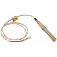 Replacement thermopile for floor fryers. Compatible with IMPERIAL model IPC-18. Generates millivolt signal from pilot flame heat to keep gas safety valve open.