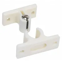 This plastic grab catch features a pull opening action and measures 1 inch in height by 2-5/8 inches in width. It is used for securing cabinet doors or panels in industrial enclosures, machinery, and electrical cabinets