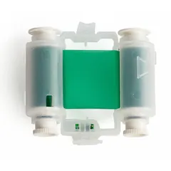 Green resin ribbon for industrial labeling requiring solvent resistance. Compatible with Brady BMP71 printer (M710). RoHS compliant to 2015/863. Used for asset tracking, safety signage, and pipe marking.