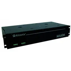 Steel-enclosed power supply board accepting 115V AC input. Delivers 12VDC or 24VDC at 6A total across eight fused outputs. Used in access control and security systems to power locks, panels, and sensors.