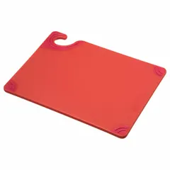 Red co-polymer cutting board measuring 9 inches wide. NSF Certified for sanitation compliance. Used for food preparation in commercial kitchens to designate raw meat handling and prevent cross-contamination.