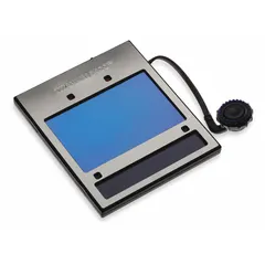 Blue auto-darkening welding filter plate for Titanium 9400 series helmets. Compatible with PAPR With Titanium systems. Includes one cable. Welding shade designation W5/W8-13. Plate length 2 3/8 in.