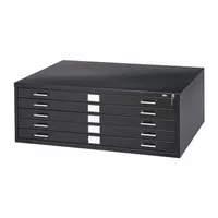 SAFCO PRODUCTS Flat File Cabinet: Black, 5 Drawers, 16 1/2 in Overall Ht, 29 3/8 in Overall Dp (MPN 4994BLR)