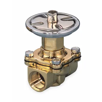 ASCO Pneumatically Actuated Diaphragm Valve: 3/4 in, Brass, 2-Way, FNPT x FNPT - 2-Way, Metal Pneumatically-Actuated Diaphragm Valves