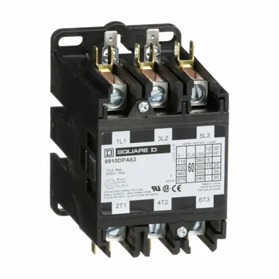 SQUARE D Definite Purpose Magnetic Contactor: 3 Poles, 480V AC, 60 A - Non-Reversing Definite Purpose Contactors