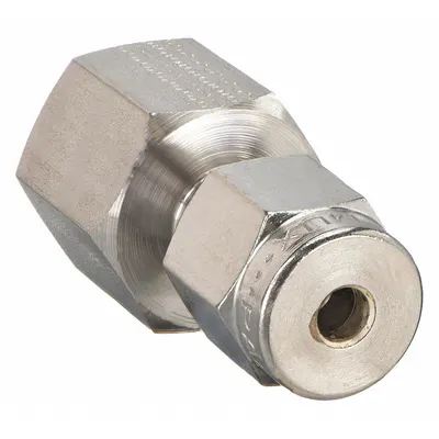 PARKER Compression Fitting Adapter: 1/8 in OD x 1/16 in Pipe Fitting Size - Double-Ferrule Stainless Steel Fittings
