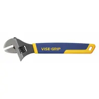 IRWIN Adjustable Wrench: Alloy Steel, Chrome, 12 in Overall Lg, 1 1/2 in Jaw Capacity (MPN 2078612)