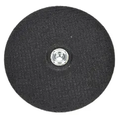 Ceramic depressed center grinding wheel with 24 grit for cool-cutting on carbon and stainless steel. Type 27 design with 5/8"-11 threaded arbor. Suitable for heavy stock removal, weld grinding, and surface blending in metal fabrication and maintenance.