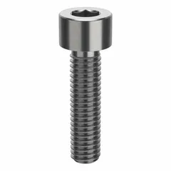 Inch-system standard socket head cap screw with 3/8"-16 thread, 1-1/2 in length, and 3/8 in drive size. Made of plain 18-8 stainless steel with right-hand thread. Used for fastening components in machinery, equipment, and assemblies requiring a flush-mount, corrosion-resistant fastener.
