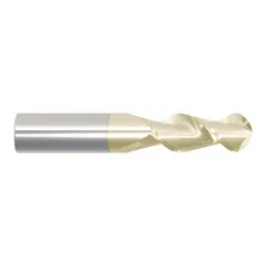 This carbide ball end mill is designed for machining aluminum and non-ferrous materials. The ZrN coating reduces built-up edge and improves chip evacuation. With two flutes and a 3/4" diameter, it is suited for contouring, profiling, and finishing operations.
