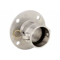 This Type DL cam and groove fitting features a 316 stainless steel body and a nitrile gasket, rated for 250 psi maximum working pressure at 70°F. The flange connection includes a locking arm for secure attachment. Commonly used for quick-connect fluid transfer in industrial piping systems