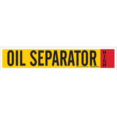 BRADY Oil Separator High Adhesive Pipe Marker - Oil Separator High Adhesive Pipe Markers