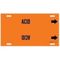Pipe Marker: Acid, Orange, Black, Fits 6 to 7 7/8 in Pipe O.D., 1 Pipe Markers, With Arrows (MPN 4289-F)